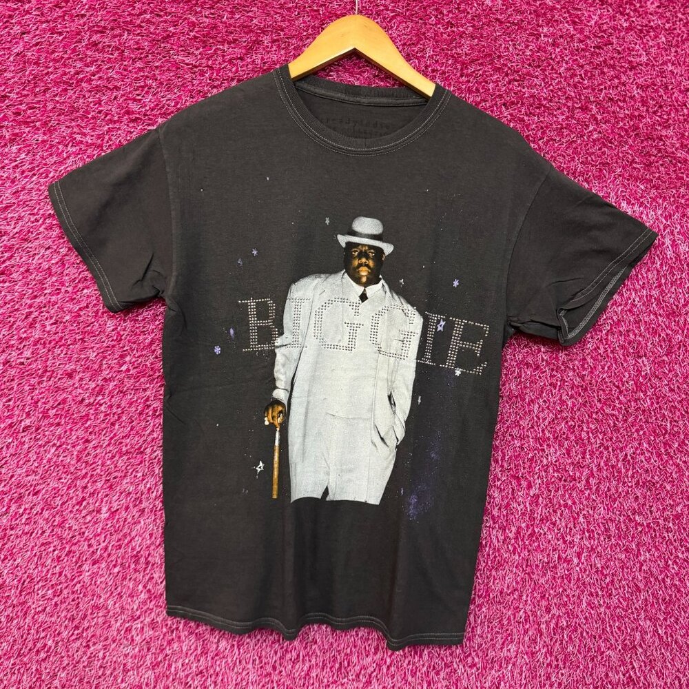 Biggie Smalls White Suir bedazzled shirt size small